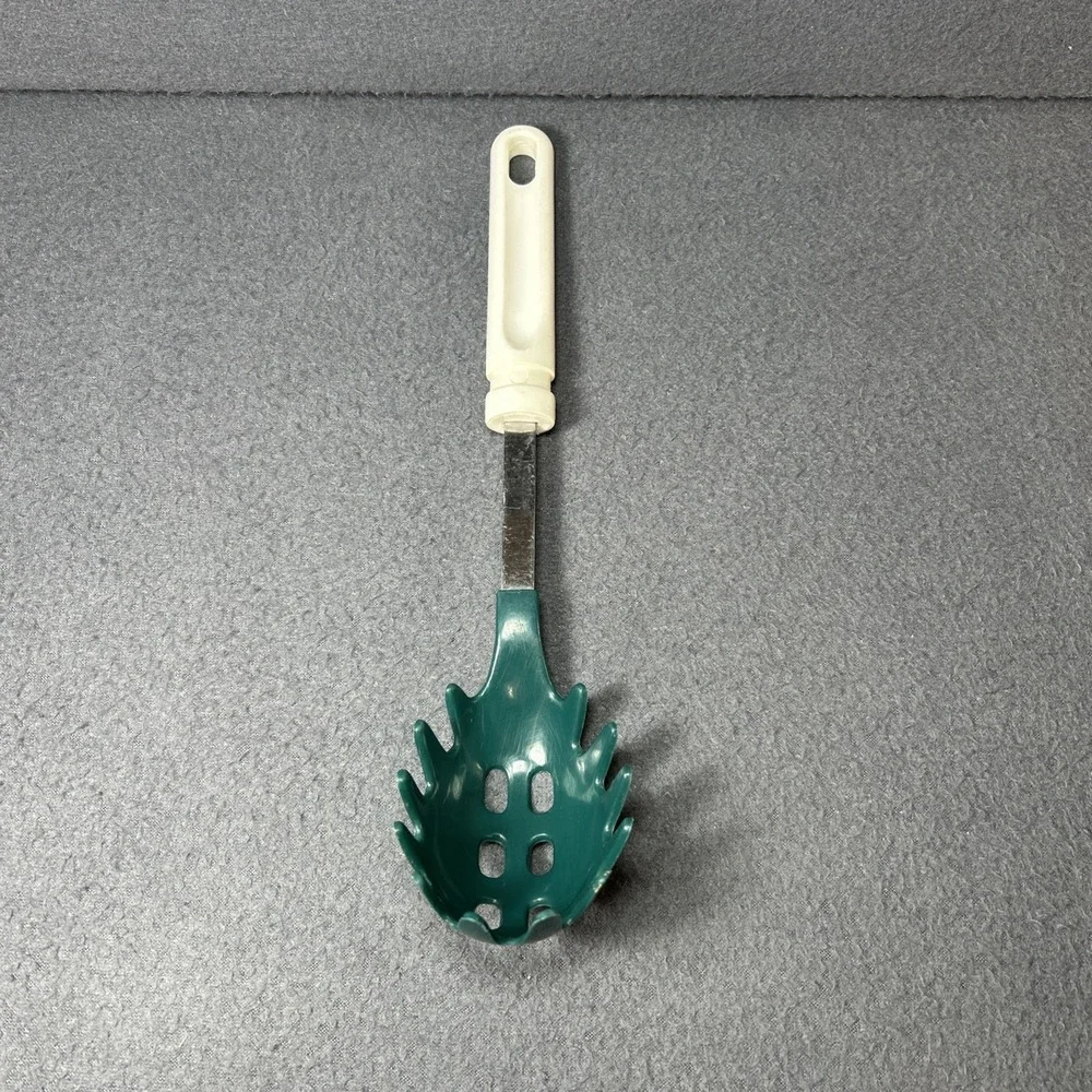Vintage‎ Green Pasta Serving Spoon Mid-Century Kitchenware